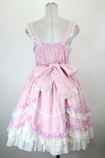 画像2: Angelic Pretty / メアリーロマンスDollジャンパースカート  ピンクＸ白 I-26-10-15-061-AP-OP-SA-ZI (2)
