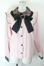 画像1: DearMyLove / レース襟ハートパールリボンブラウス L ピンク I-26-10-15-010-GO-BL-TE-ZI (1)