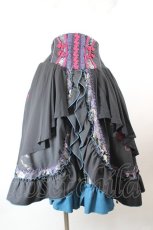 画像1: Ozz oneste / 菊風刺繍チャイナボタンスカート  黒ｘ赤ｘ青 I-26-10-15-092-OO-SK-SA-ZI (1)