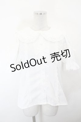Preview of トーションレース丸襟半袖ブラウス  白