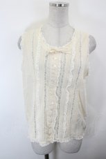 画像1: INGEBORG / ピンタックレースノースリーブブラウス  アイボリー I-26-10-15-019-LO-BL-SA-ZI (1)
