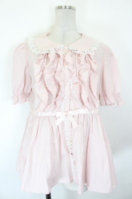 Preview of ribbon puff sleeve ruffle blouse  ピンク
