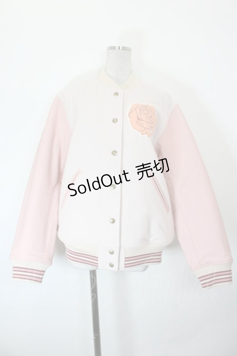 画像1: PINK HOUSE / ローズワッペン使いスタジャン  ピンク I-26-10-17-060-LO-JA-SA-ZI (1)