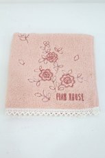 画像1: PINK HOUSE / フラワーロゴ刺繍タオルハンカチ  ピンク I-26-10-17-136-LO-ZA-SA-ZI (1)