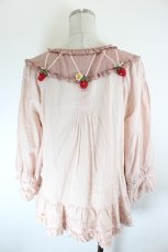 画像4: PINK HOUSE / いちごモチーフ付き配色ブラウス  ピンク I-26-10-17-027-LO-BL-SA-ZI (4)