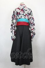 画像2: Favorite / 和洋折衷着物風花柄×Laceワンピース M?L 黒 I-26-10-20-040-LO-OP-TE-ZI (2)