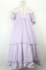 画像1: Kutir / 【クティールとレトロ】レースリボンギンガムティアードワンピース M パープル I-26-10-20-048-LO-OP-TE-ZI (1)