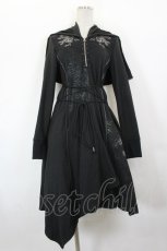 画像1: Ozz Croce / 龍刺繍パーカーワンピース  黒 I-26-10-20-058-OO-OP-SA-ZI (1)