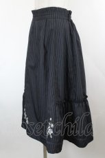 画像2: axes femme / 花刺繍入り切替フレアスカート M ネイビー I-26-10-20-064-AX-SK-TE-ZI (2)