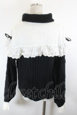 画像2: Swankiss / レース切り替えハイネックニットトップス  黒Ｘ白 I-26-10-20-011-LO-TO-SA-ZI (2)