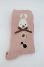 画像1: PINK HOUSE / クッキーラビッツモチーフソックス  ピンク I-26-10-20-127-LO-ZA-SA-ZI (1)