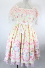 画像1: Angelic Pretty / Ohanami Bunnyワンピース  イエロー I-26-10-22-056-AP-OP-TE-ZI (1)