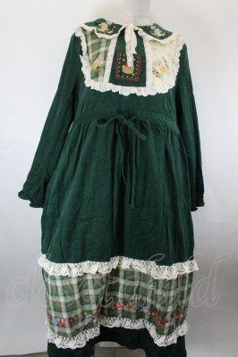 Preview of アニマル&お花刺繍コーデュロイワンピース F グリーン