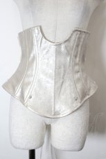 画像1: BLOOD SUPPLY（海外ブランド） / Silver Glitter Diamond Armor Fishbone Studded Waistband Corset  ベージュ I-26-10-22-093-GO-ZA-TE-ZI (1)