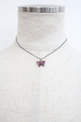 Preview of 蝶モチーフネックレス  シルバーＸピンク