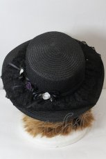 画像4: axes femme / 巻きバラレースカンカン帽  黒 I-26-10-22-118-AX-AC-TE-ZI (4)