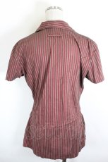 画像2: Jean Paul GAULTIER / ストライプ半袖シャツ 40 ボルドーＸグレー I-26-10-22-018-GO-BL-SA-ZI (2)