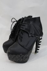 画像1: Show Story / Bat Wing Platform Ankle boots 39 黒 I-26-10-22-139-LO-SH-SA-ZI (1)