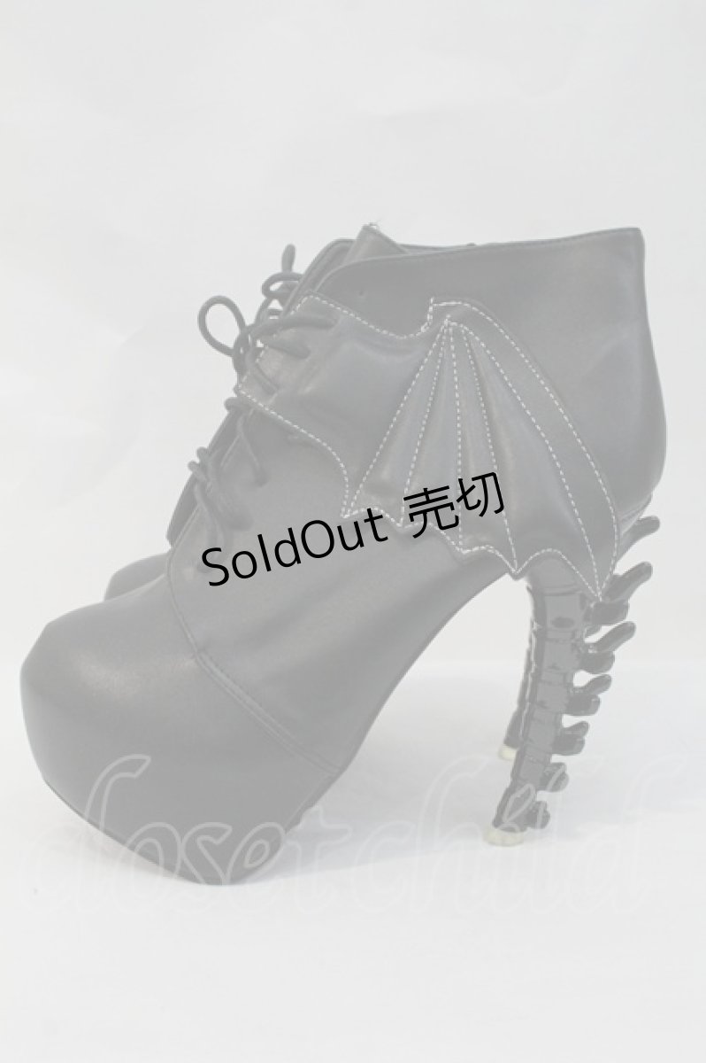 画像2: Show Story / Bat Wing Platform Ankle boots 39 黒 I-26-10-22-139-LO-SH-SA-ZI (2)
