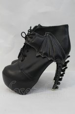 画像2: Show Story / Bat Wing Platform Ankle boots 39 黒 I-26-10-22-139-LO-SH-SA-ZI (2)