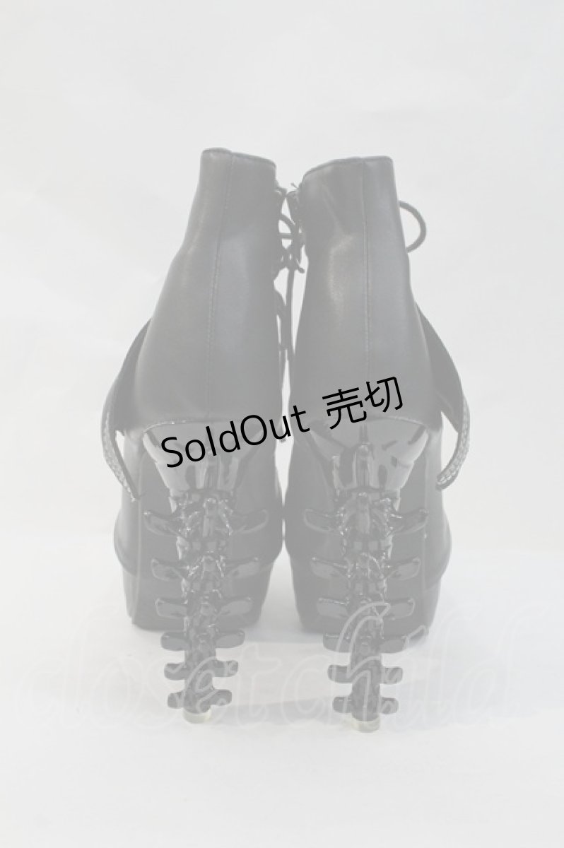 画像3: Show Story / Bat Wing Platform Ankle boots 39 黒 I-26-10-22-139-LO-SH-SA-ZI (3)