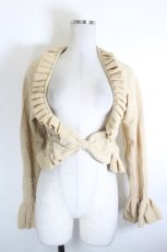 画像1: metamorphose / 白鳥刺繍フリルラメニットボレロ  ブラウンラメ I-26-10-22-021-ME-TO-SA-ZI (1)