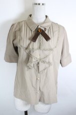 画像1: axes femme POETIQUE / ジャボブローチ付きブラウス M モカ I-26-10-22-025-AX-BL-TE-ZI (1)