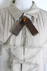 画像3: axes femme POETIQUE / ジャボブローチ付きブラウス M モカ I-26-10-22-025-AX-BL-TE-ZI (3)