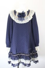 画像1: BABY,THE STARS SHINE BRIGHT / ドビードットシフォンワンピース  紺 I-26-10-25-041-BA-OP-SA-ZI (1)