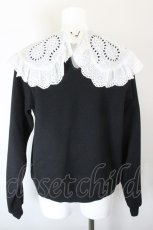 画像2: Swankiss / コットンレース付け襟刺繍入りトレーナー  黒 I-26-10-25-007-LO-TO-TE-ZI (2)