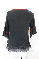 画像2: Ozz oneste / 紫陽花刺繍チュール使いチャイナ風カットソー  黒×赤 I-26-10-28-036-OO-TO-TE-ZI (2)