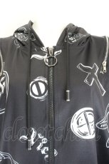 画像3: NieR Clothing / 総柄半袖ZIPパーカー  黒 I-26-10-28-044-PU-TO-TE-ZI (3)