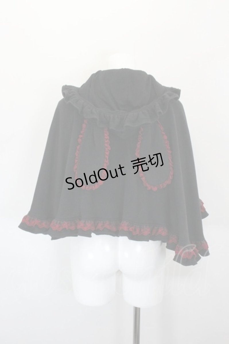 画像3: PUTUMAYO / うさ耳ケープ  黒×赤チェック I-26-10-28-063-PT-JA-TE-ZI (3)