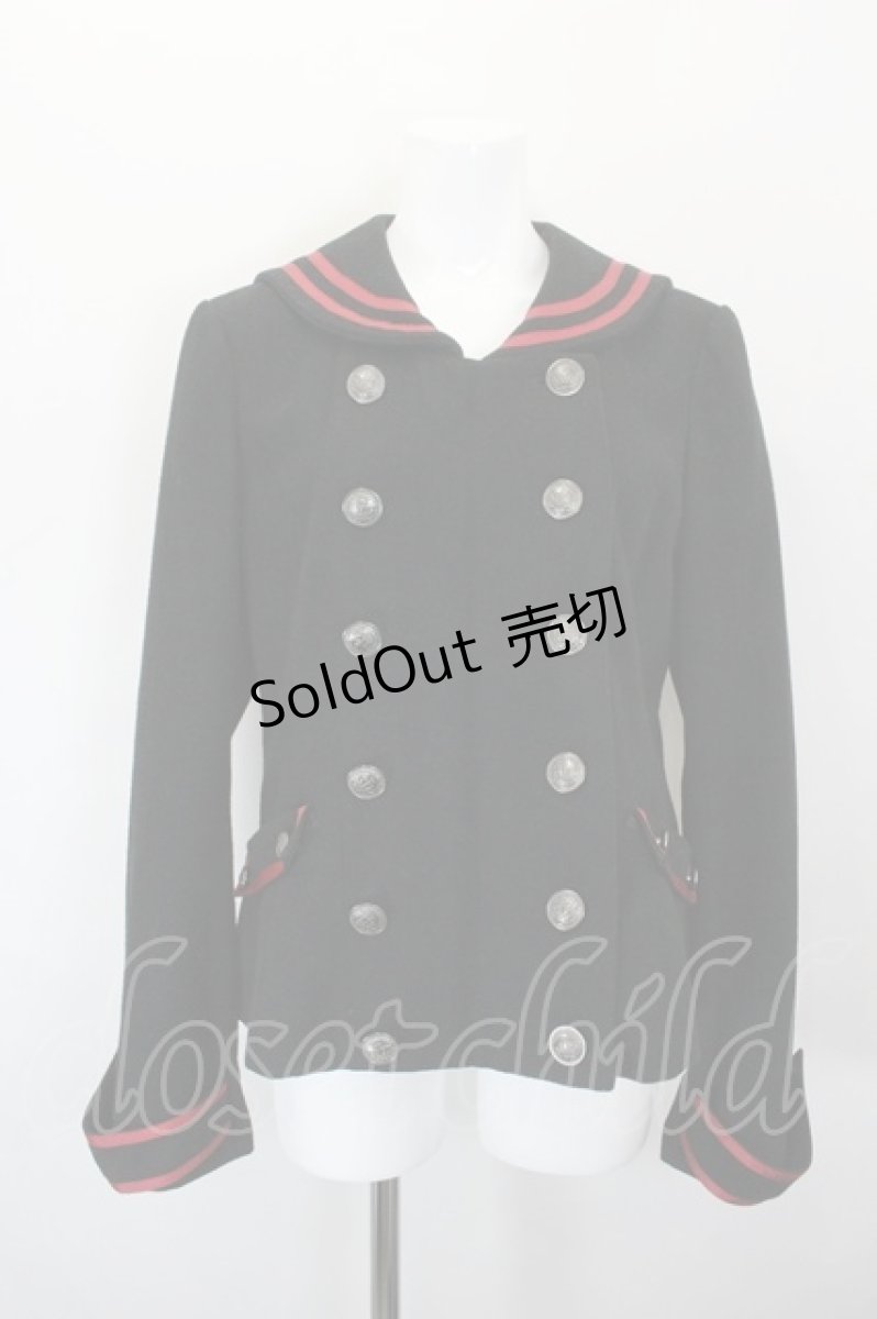 画像1: PUTUMAYO / 王冠刺繍セーラーコート  黒×赤 I-26-10-28-064-PT-CO-TE-ZI (1)