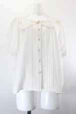 画像1: axes femme POETIQUE / ピンタックブラウス M 白 I-26-10-28-006-AX-BL-TE-ZI (1)