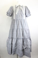 画像1: axes femme / 丸襟チェックワンピース M グレー I-26-10-28-080-AX-OP-TE-ZI (1)
