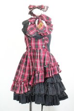 画像1: PUTUMAYO / チェックフリルホルターワンピース  赤×黒 I-26-10-28-093-PT-OP-TE-ZI (1)