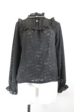 画像1: axes femme POETIQUE / レースシフォン重ねヨーク襟ブラウス M 黒 I-26-10-28-016-AX-BL-TE-ZI (1)