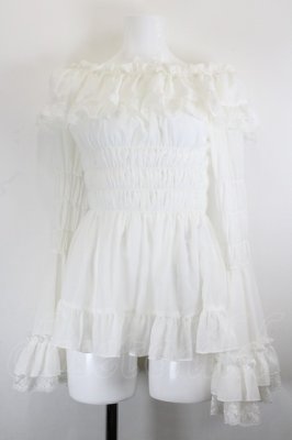 Preview of Shirring princess sleeve blouse  ホワイト