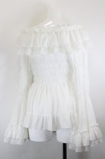 画像2: ATELIER PIERROT / Shirring princess sleeve blouse  ホワイト I-26-10-28-018-EL-BL-SA-ZI (2)