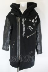 画像1: HELL CAT PUNKS / ボアフードライダースコート  黒 I-26-10-30-030-PU-CO-SA-ZI (1)