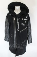 画像4: HELL CAT PUNKS / ボアフードライダースコート  黒 I-26-10-30-030-PU-CO-SA-ZI (4)