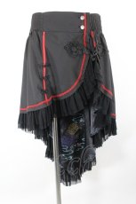 画像1: Ozz oneste / 紫陽花刺繍裾チュールチャイナ風オーバースカート  黒 I-26-10-30-073-OO-SK-TE-ZI (1)