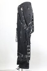 画像2: REFLEM / サスペンダー付き加工デザインワイドフレアデニム  黒 I-26-10-30-083-PU-PA-TE-ZI (2)