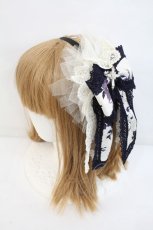 画像1: Moi-meme-Moitie / M+CROIXリボンレースカチューシャ  アイボリーＸ紺 I-26-10-30-102-MO-AC-SA-ZI (1)