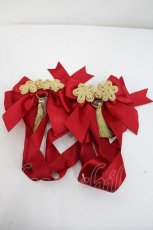 画像1: LOTUS ribbon / タッセルリボンツインバレッタ  赤Ｘゴールド I-26-10-30-116-LO-AC-SA-ZI (1)