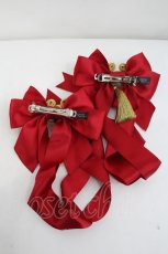 画像2: LOTUS ribbon / タッセルリボンツインバレッタ  赤Ｘゴールド I-26-10-30-116-LO-AC-SA-ZI (2)