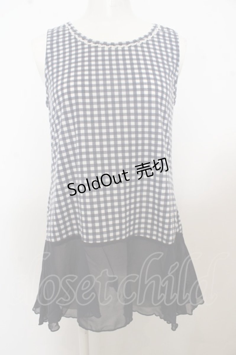 画像1: 【SALE】axes femme / シフォンフリルギンガムタンク O-23-09-23-046-AX-TO-IG-ZT311 (1)