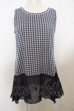 画像1: 【SALE】axes femme / シフォンフリルギンガムタンク O-23-09-23-046-AX-TO-IG-ZT311 (1)