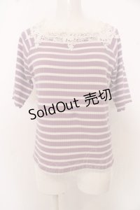 axes femme / モチーフレース使いボーダートップス O-23-09-28-073-AX-TO-OA-ZI